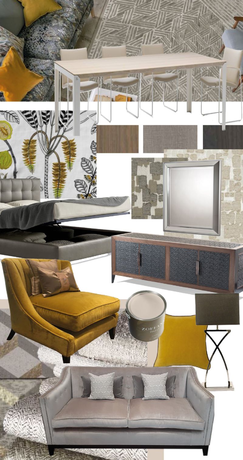 Add a touch of luxury with a neutral colour palette and a touch of warmth with mustard tones. 
